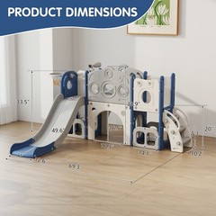 8 in 1 Toddler Climber Slide Playset Outdoor Indoor Slide Playset for Kids Blue