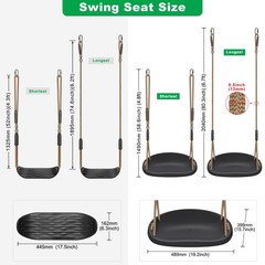 2-Pack Heavy Duty Non-Slip Plastic Swing Seats, Adjustable Ropes, Kids/Adults