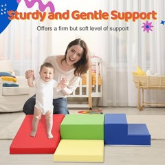 4-Piece PU Leather Baby Foam Climbing Blocks for Toddlers – Soft Play Climbin…