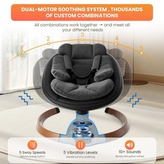 Columpio Electrico Con 5 Velocidades Vibracion Bluetooth Y Control Pro