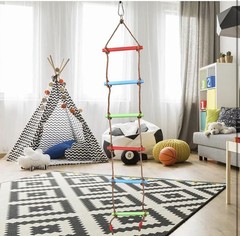 6.6FT Kids Climbing Rope Ladder w/ Strap for Swing Set Tree House Playground