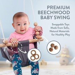 Baby Swing, Grey White Indoor Outdoor Portable Hanging Chair – Infant & Toddl…