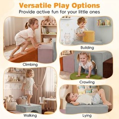 6PCS Foam Climbing Blocks, Velvet Indoor Climb & Crawl Activity Playset for Kids