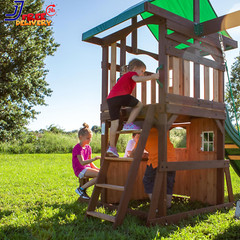 Lakewood Cedar Wood Swing Set with Wave Slide Playhouse Snack Bar Window NEW