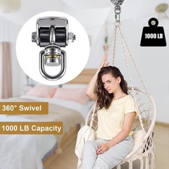 Silent Swing Hanger with Bearing – 1000 LB Capacity, 360° Swivel Hook for Hammoc