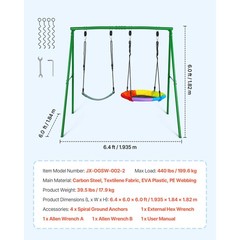 Uimoso Outdoor Swing Set with Two Seats and Sturdy A-Frame Design for Kids