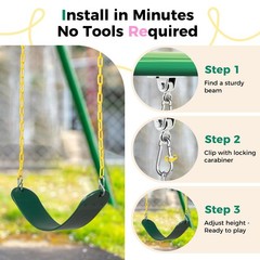2 Pack Outdoor Swings Seats with 66″ Rust-Resistant Heavy Duty Chain, Playgro…