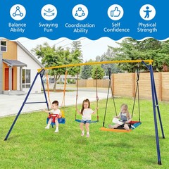 3-in-1 Kids Swing Set 660 LBS Carbon Steel Swing Frame w/ Belt Swing for