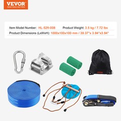 VEVOR 52 ft Zip Line Kit for Kids Adult Trolley Slackers Zipline Up to 330 lb