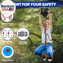 Zip Line Kit for Kids Adults: 200FT up to 400 Lbs – Updated Removable Design Tro