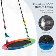 40 Inch Saucer Tree Swing for Kids and Adults, Round Outdoor & Indoor Rainbow