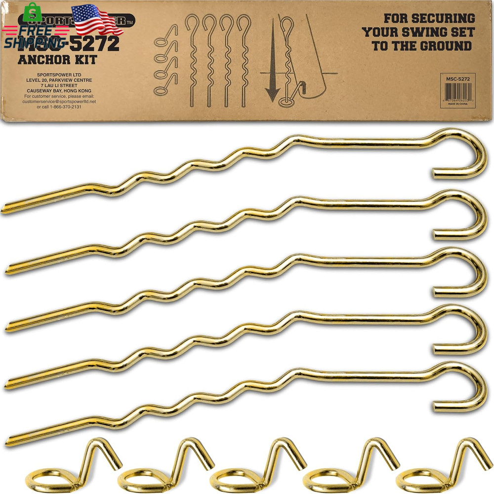 Sportspower MSC-5272 Metal Ground Anchor Kit for Swing Sets, Gold