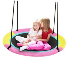 40 Inch Saucer Tree Swing for Kids Outdoor, Textilene Fabric 40inch | Pink