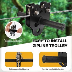 200FT Zip Line Kit for Adults Kids: Up To 400LBS Quick Tighten Zip Line Kit