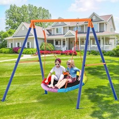 GIKPAL Children’s Outdoor UFO Swing with Stand, 440 lb Swing Set, Rainbow Colors