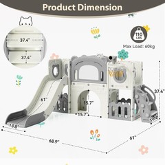 10 in 1 Toddler Slide Set w/ Drawing Board, Climber, Basketball Hoop, Telescope