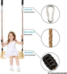 Outdoor Swing, Swing Set for Backyard, Adjustable Nylon Rope with Hanging Tre…