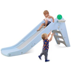 Kids Slide Playset Toddler Indoor Outdoor Climber Playground w/ Basketball Hoop
