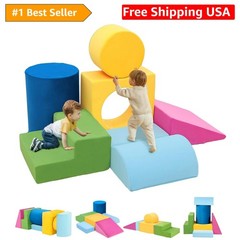 Toddler Climbing Toys Indoor, 7-Piece Colourful Foam Climbing Blocks, Soft Pl…
