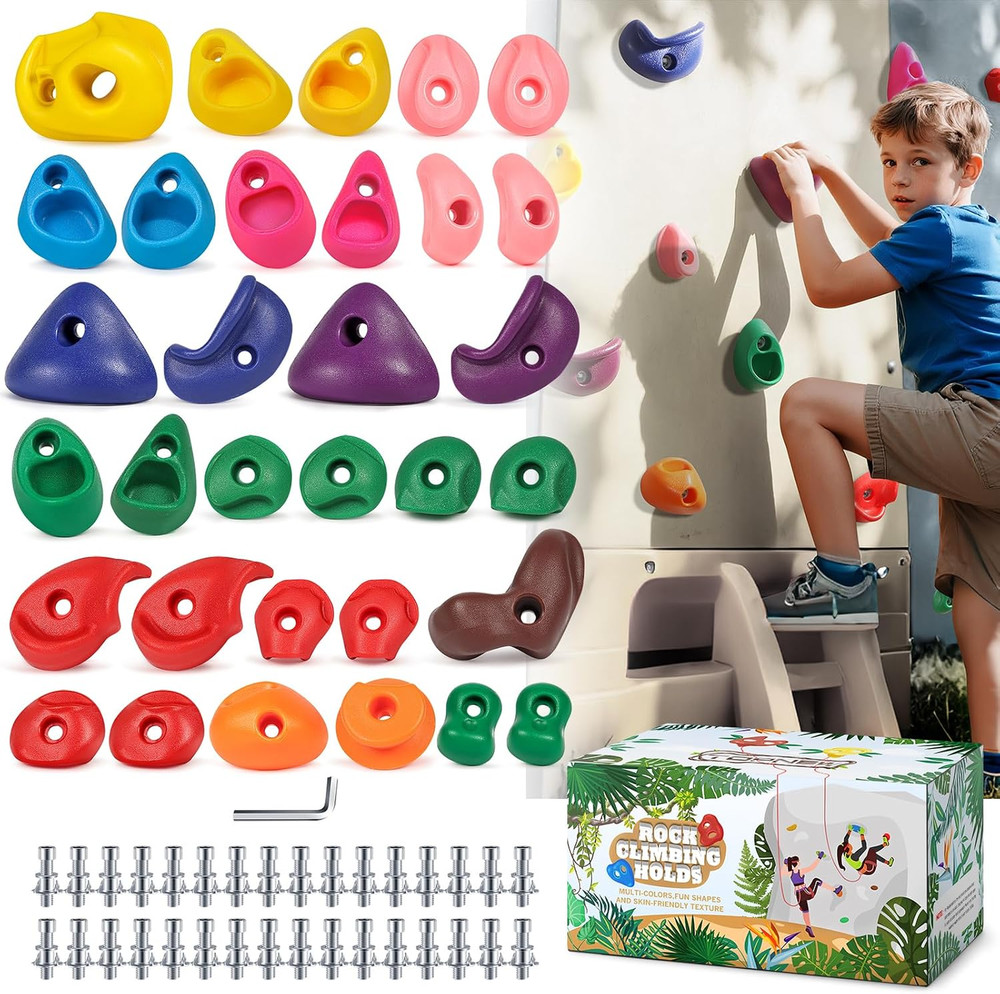 Climbing Holds Multi Size for Kids and Adults, Indoor Outdoor Rock Wall Grips