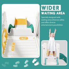 Toddler Slide for Kids with Climber Basketball Hoop, Storage Space, Telescope…