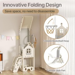 6 in 1 Toddler Slide – L-Shaped Baby Slide for Toddlers Aged 1-3 with Basketball