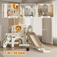 All-in-One Toddler Slide with Climber and Sports Activities 73 Inch Long