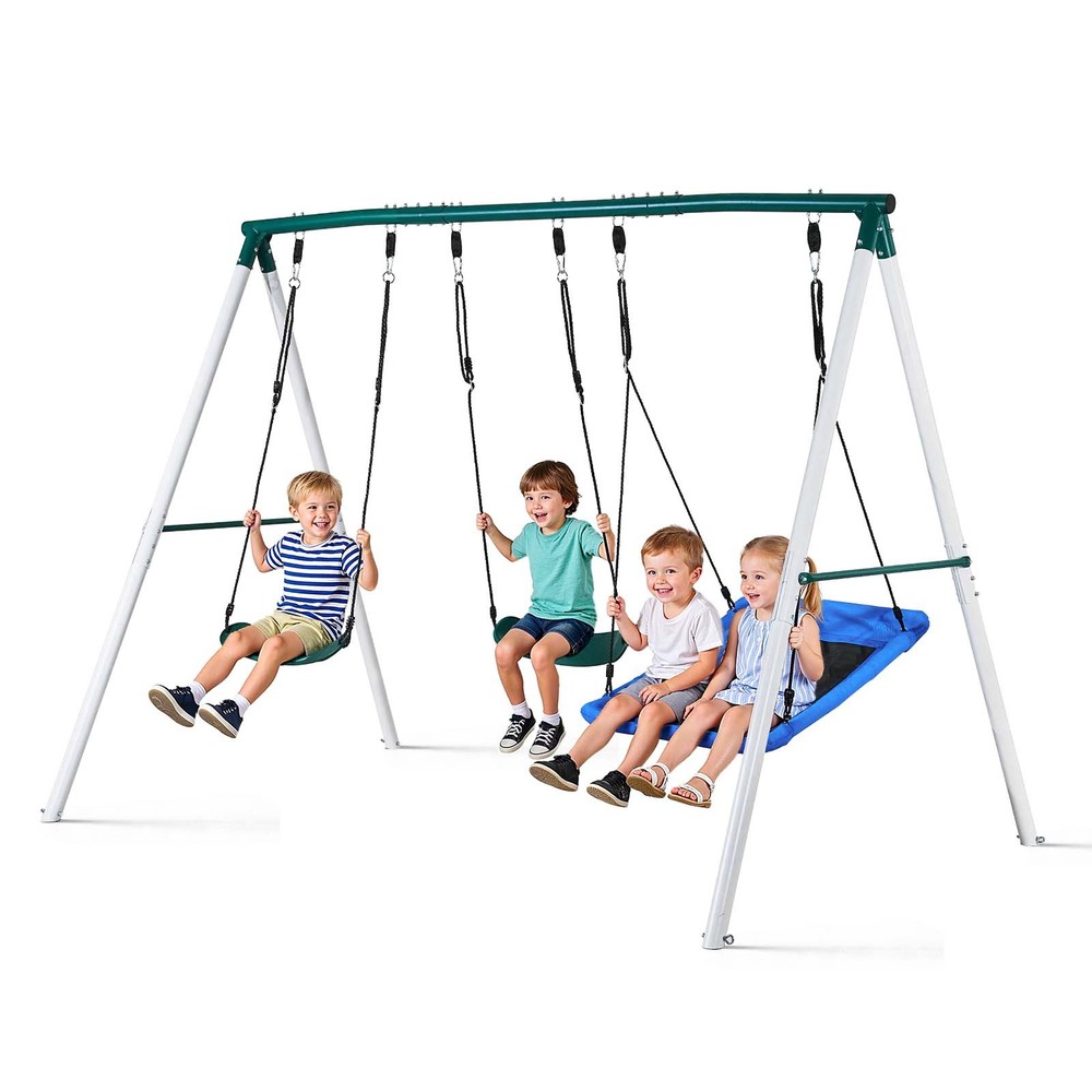 VEVOR Swing Set for Backyard Swingset Outdoor for Kids 3 Seats A-Frame Stand