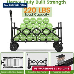 Blomoba 35” Extra Long Collapsible Wagon with Adjustable Handle, Lightweight Fo