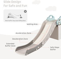 Blue Indoor Toddler Couch Slide with Secure Guardrail & Fun Car Design
