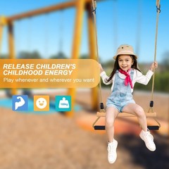 Wooden Trapeze Swing Bar with Gym Rings for Children’s Swing Set Indoor Outdo…