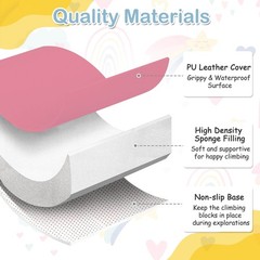7 Pcs Toddler Climbing Blocks w/Hook Loop Fasteners Waterproof PU Leather Cover