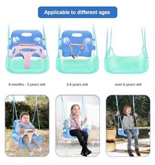 Toddler Swing, 3-in-1 Baby Swing Seat, Anti-Flip Snug & Secure Macaron Green