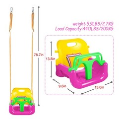 3-in-1 Convertible Kids Swing Seat with Detachable High-Back Support, Secure …