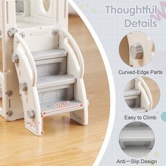 8 in 1 Toddler Climber Slide Playset Outdoor Indoor Slide Playset for Kids White