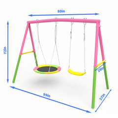 swing Backyard swing set, 440-pound heavy A-shaped metal frame