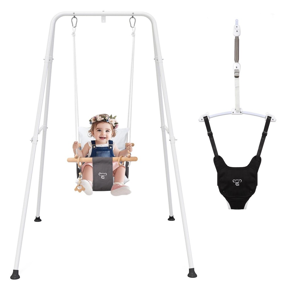 2 in 1 Baby Jumper with Toddler Swing, Baby Jumpers and Bouncers,Indoor Outdo…