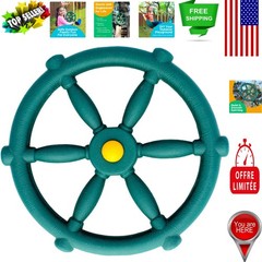 12-Inch Green Pirate Ship Steering Wheel – Durable Playhouse Accessory for Kids