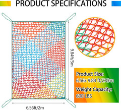 Climbing Cargo Net 6.5 X 9.8 Ft Large Kids Backyard Climbing Net Double Layers P