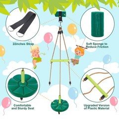 AGPTEK Disc Swing with Monkey Bars,Tree Set Accessories Rope Disk Green