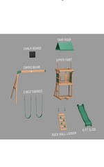 Backyard Discovery Buckley Hill Swing Set Playset 2 Swings Slide Rock Wall