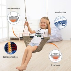 Hand-Knitting Toddler Swing, Swing Seat for Kids with Adjustable Ropes, Littl…