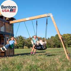 Canyon Creek Cedar Wood Swing Set with Wave Slide, Clubhouse, Play Kitchen, Picn