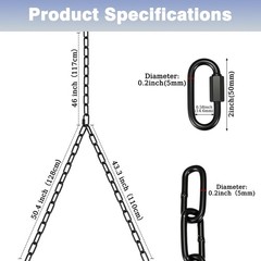 Heavy Duty Porch Swing Hanging Chain Kit (2 Pack) 1500 Lbs Capacity, up to 8 …