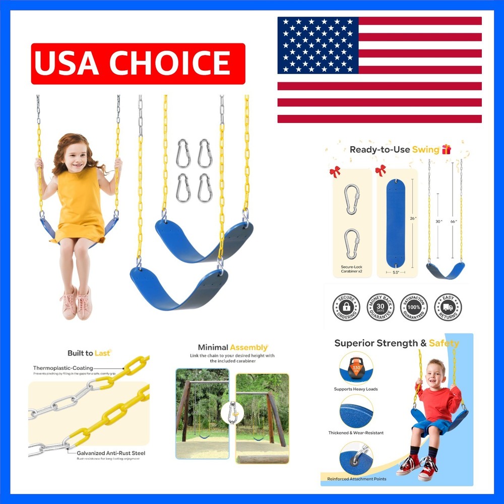 2-Pack Swing Seats for Swing Set, Support 330lb, Swings Replacement Kits with…