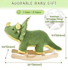 FUNLIO Dinosaur Baby Rocking Horse for Toddlers 1-3 Years Triceratops Rocking