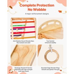 Uimoso Indoor Wooden Jungle Gym 4-in-1 Playset for Kids