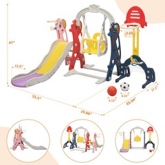 TOBBI 5-in-1 Kids Slide&Swing Playset Toddlers Indoor Outdoor Climber Playground