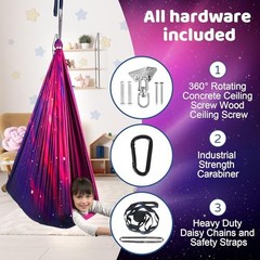 HiCamer Double Layer Sensory Swing for Kids & Adults Holds up to Galaxy Purple