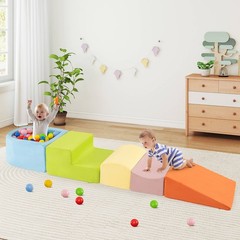 5PCS Climb and Crawl Playset w/ Ball Pit for Kids Zippers for Playroom